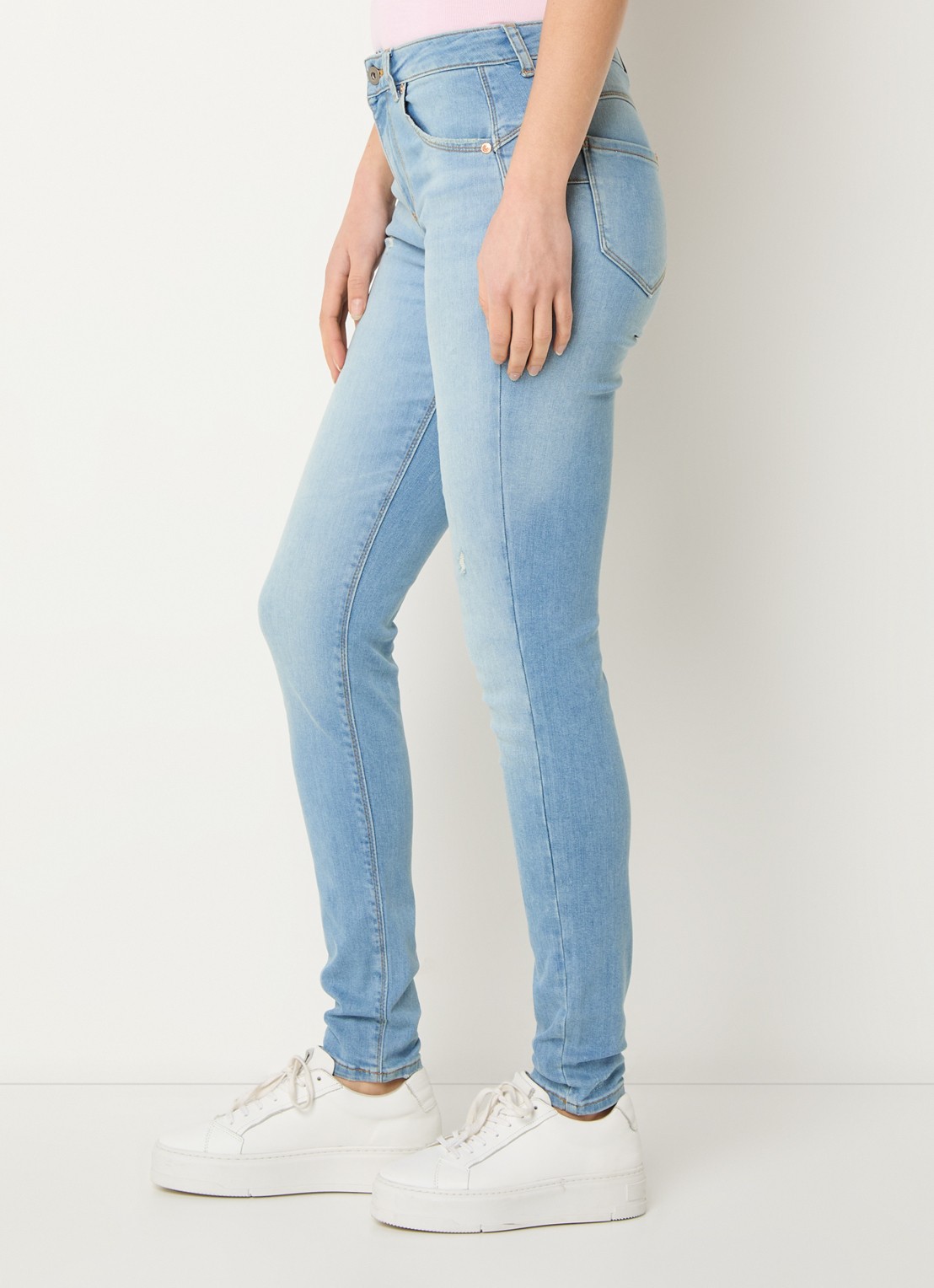 Benetton Mid waist skinny jeans met stretch - detail 5 lichtblauw