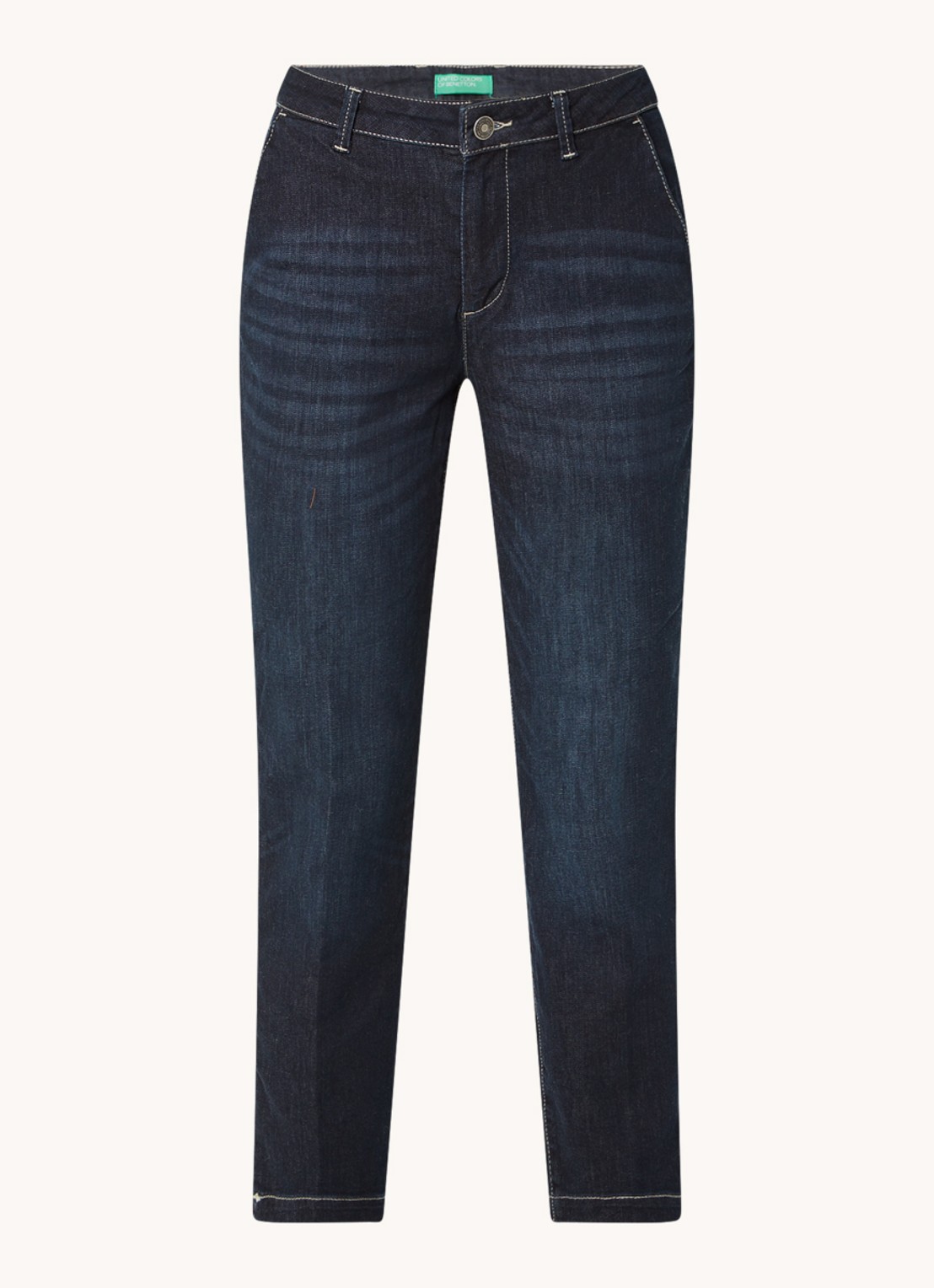 Benetton Mid waist slim fit jeans met verwassen afwerking - voorkant 3 jeans