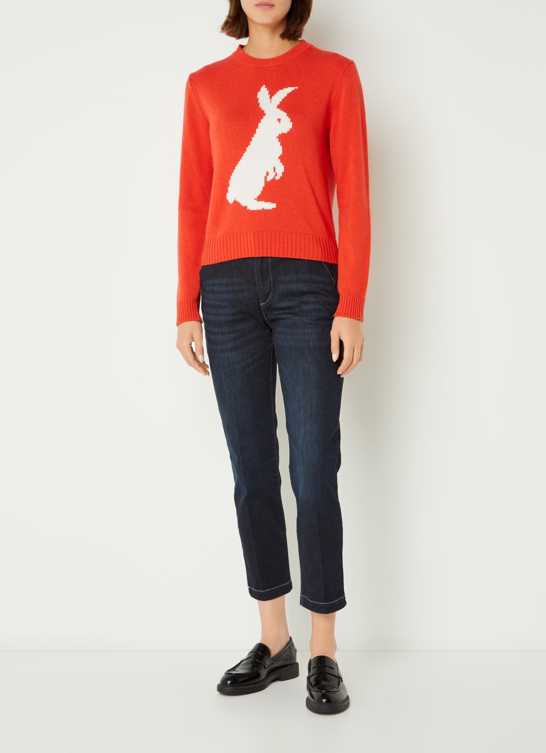 Benetton Mid waist slim fit jeans met verwassen afwerking - voorkant 4 jeans