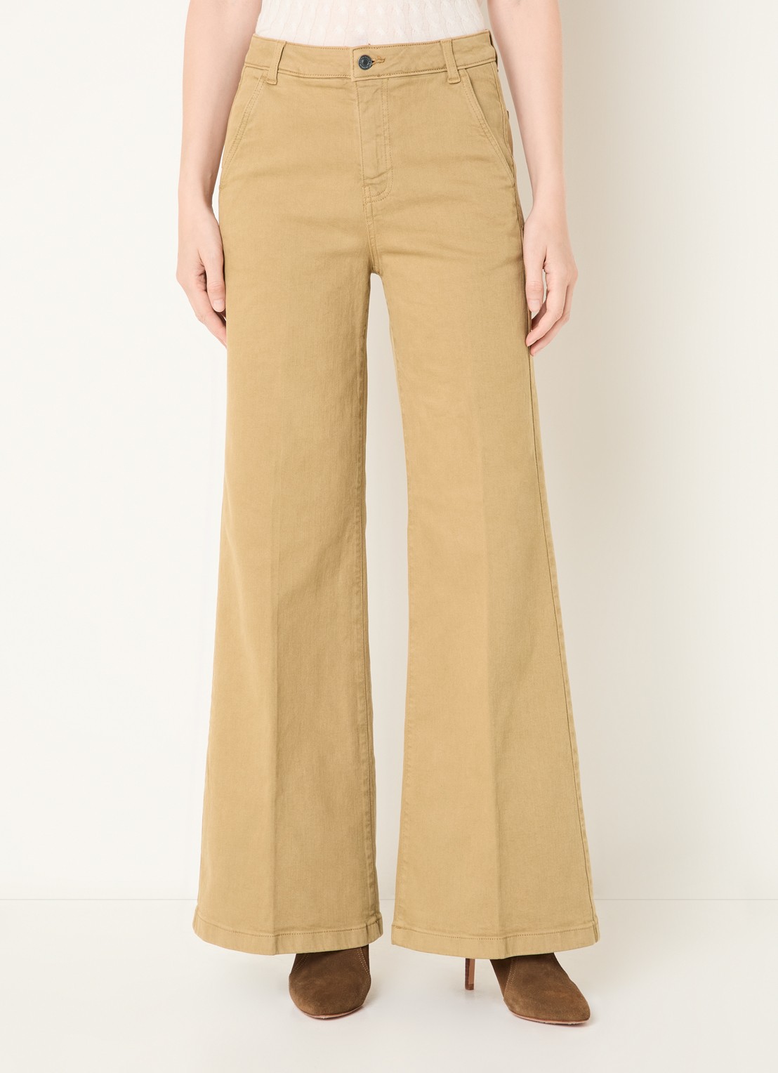 Benetton Mid waist wide fit jeans met gekleurde wassing - detail 2 camel