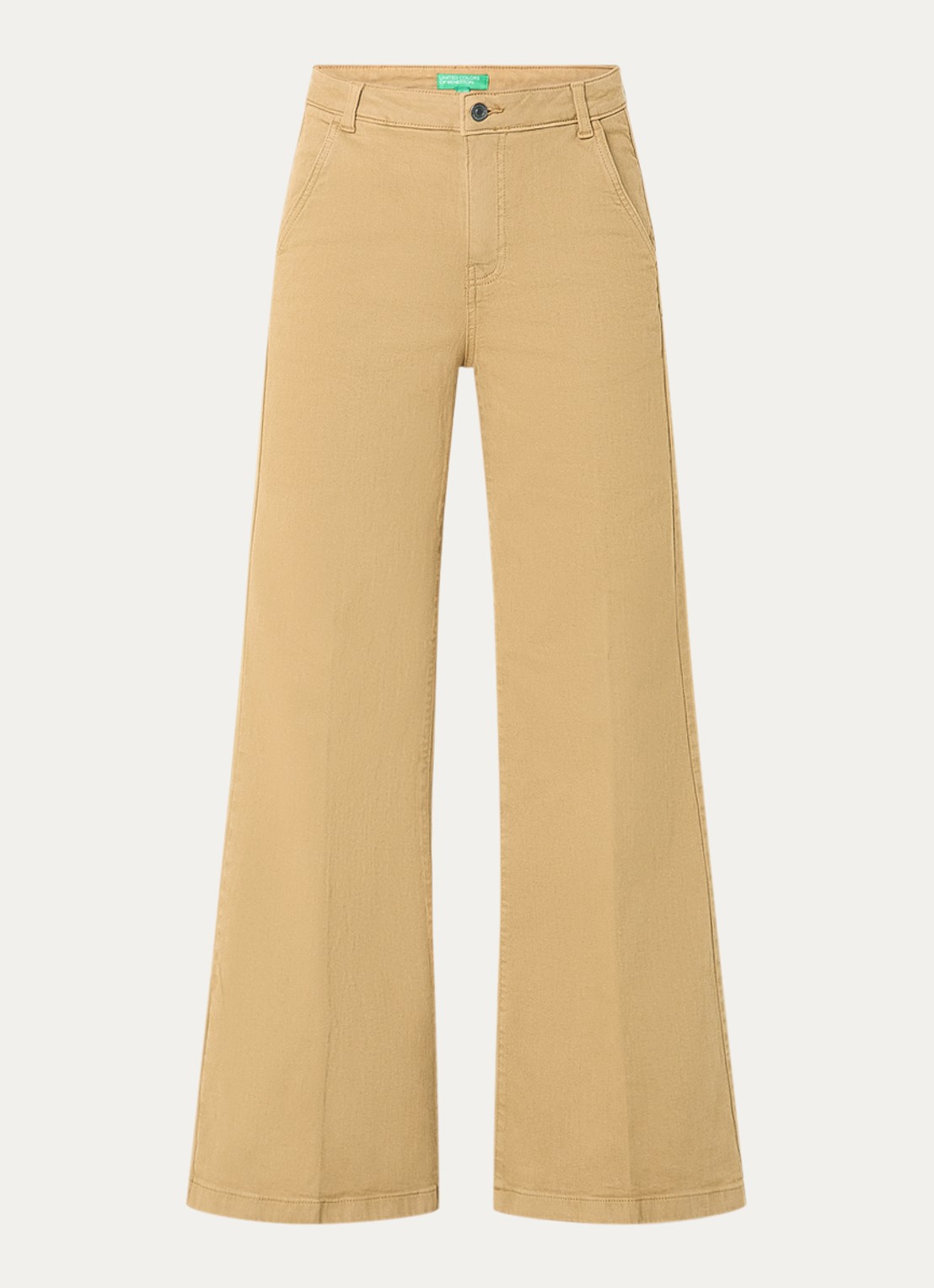 Benetton Mid waist wide fit jeans met gekleurde wassing - voorkant 3 camel