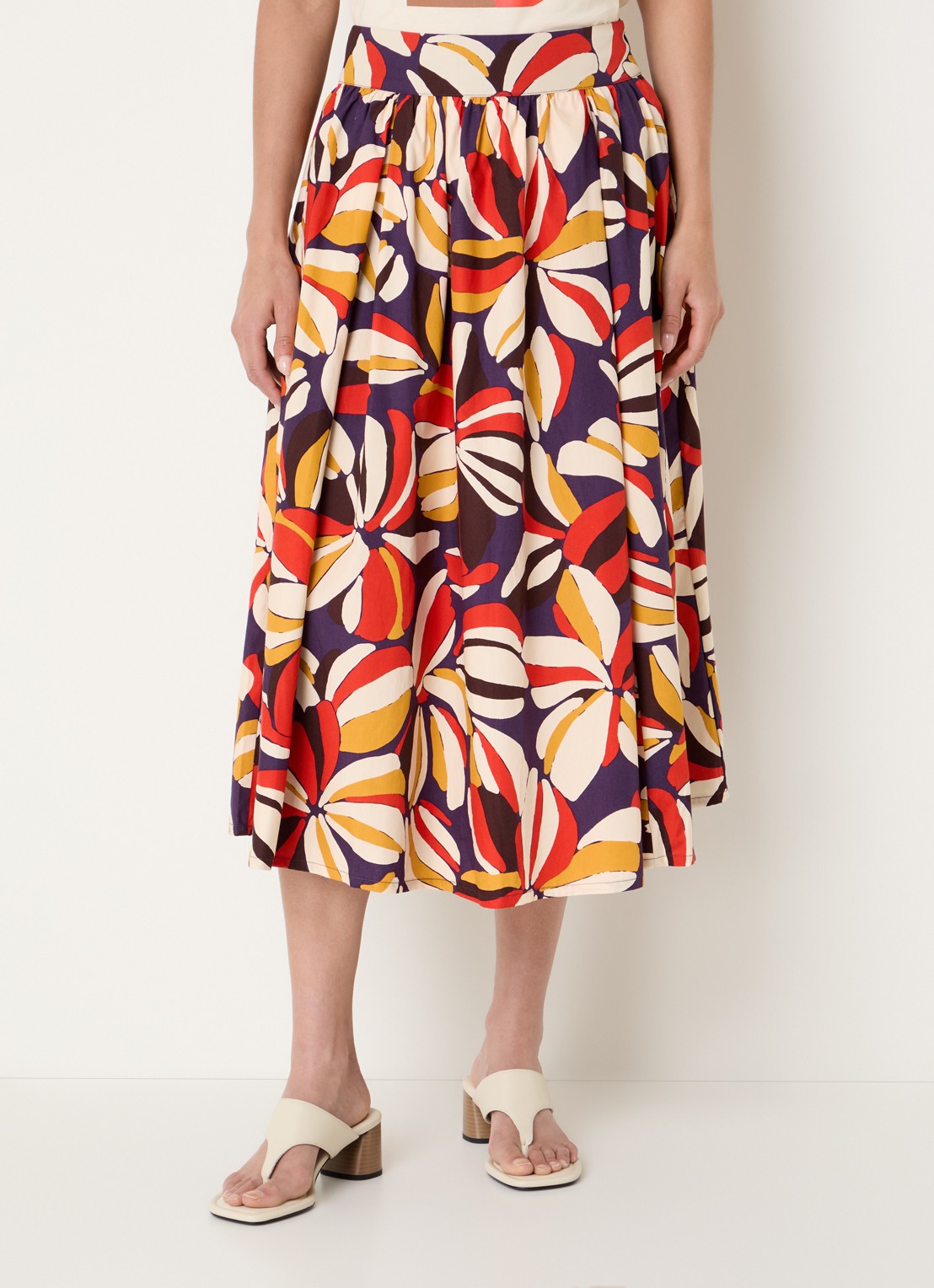 Benetton Midi A-lijn rok met print - detail 4 paars