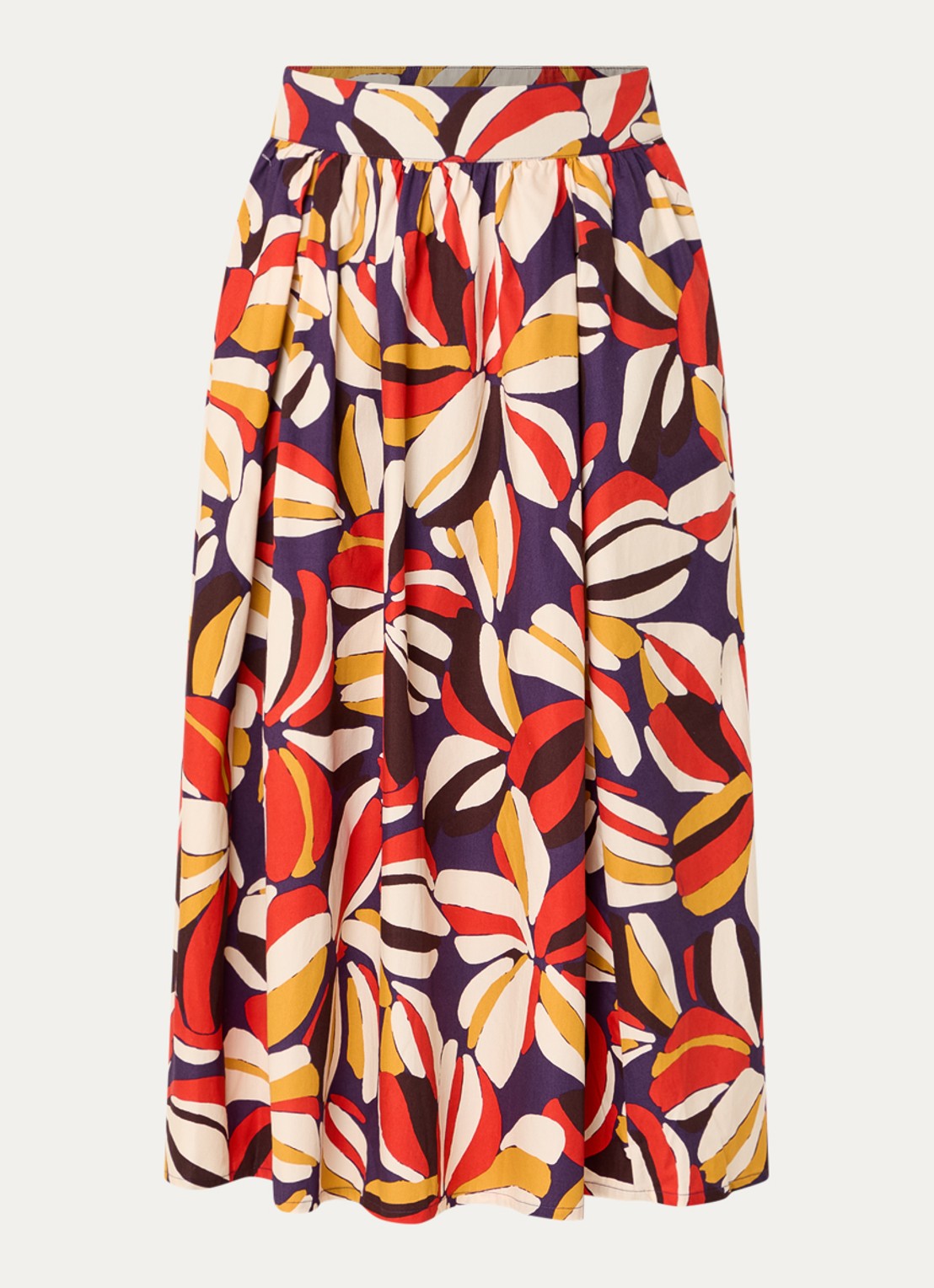 Benetton Midi A-lijn rok met print - voorkant paars