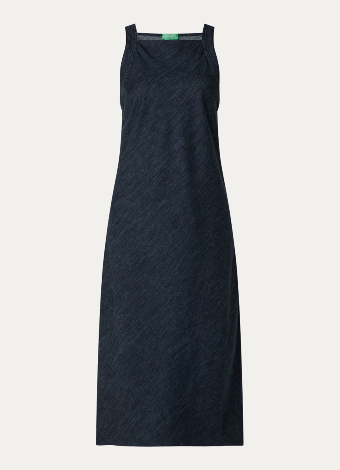 Benetton Midi jurk met split en rechthoekige hals - voorkant 2 donkerblauw