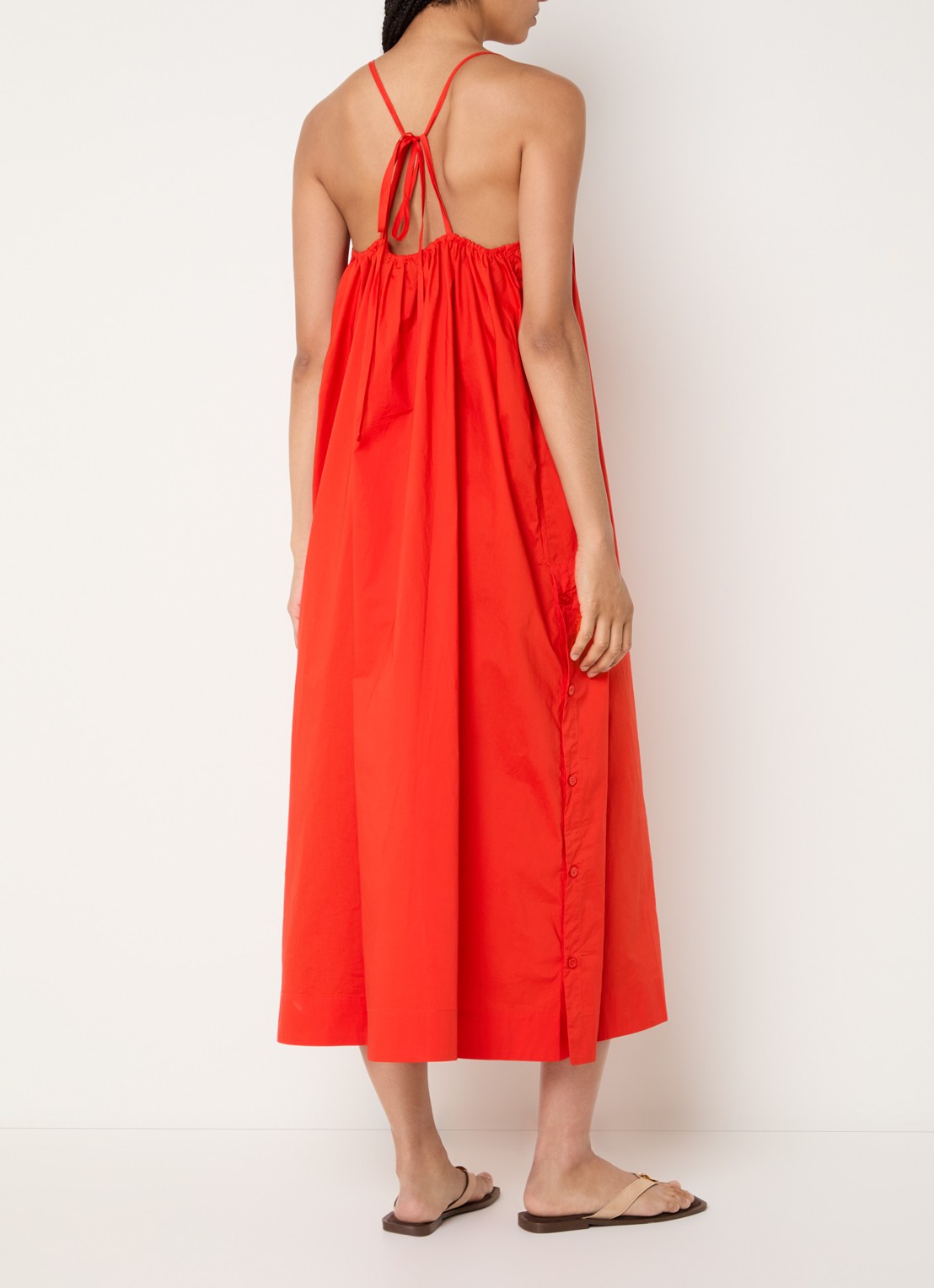 Benetton Midi jurk met split - achterkant 4 oranjerood