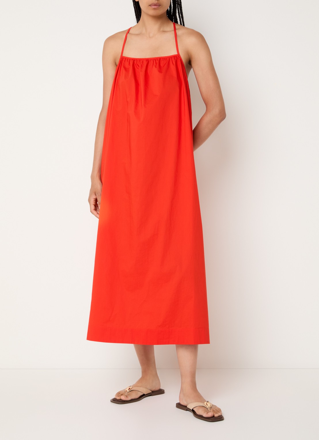 Benetton Midi jurk met split - detail 3 oranjerood