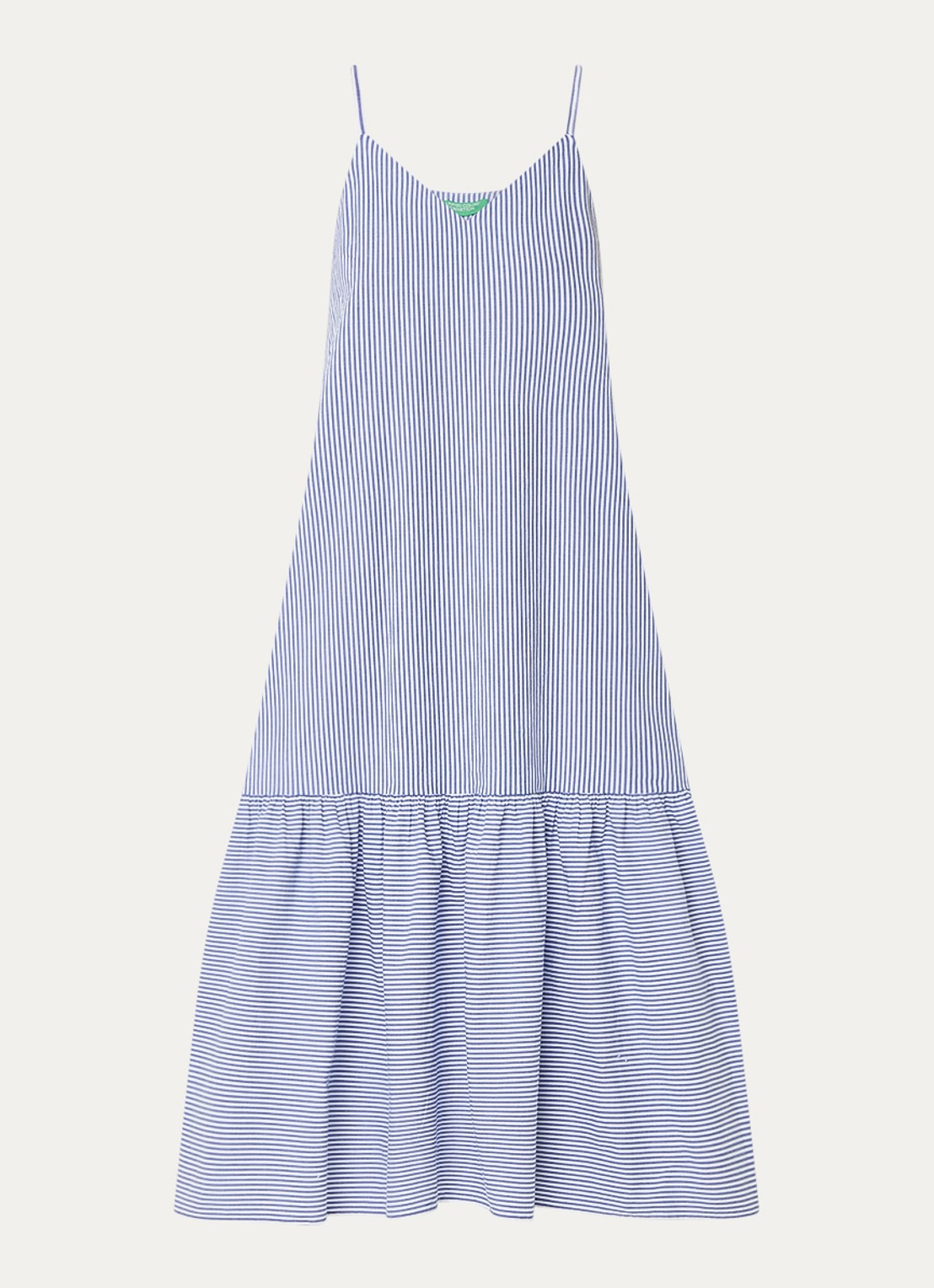 Benetton Midi jurk met streepprint - voorkant 2 blauw