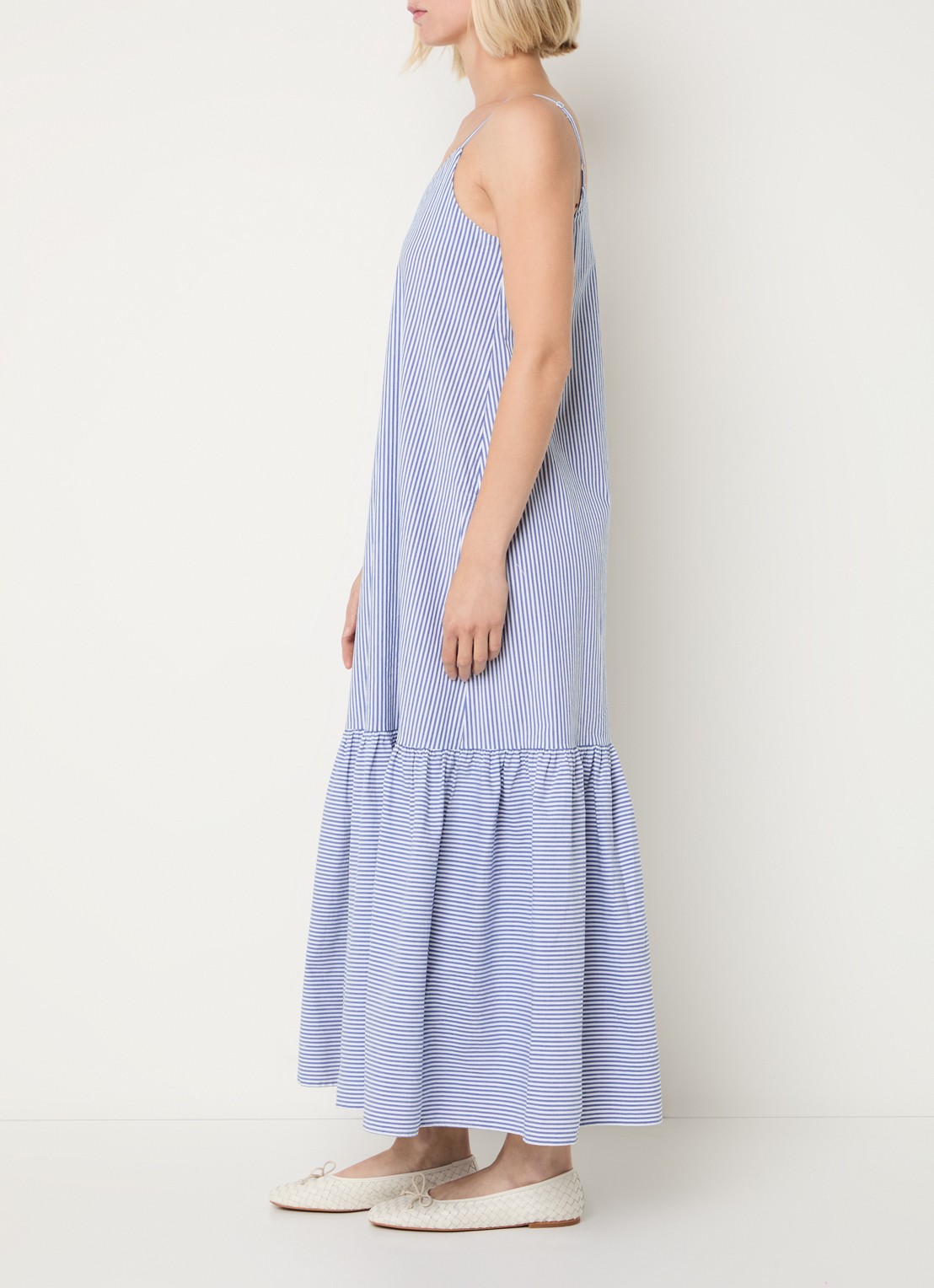 Benetton Midi jurk met streepprint - voorkant 3 blauw