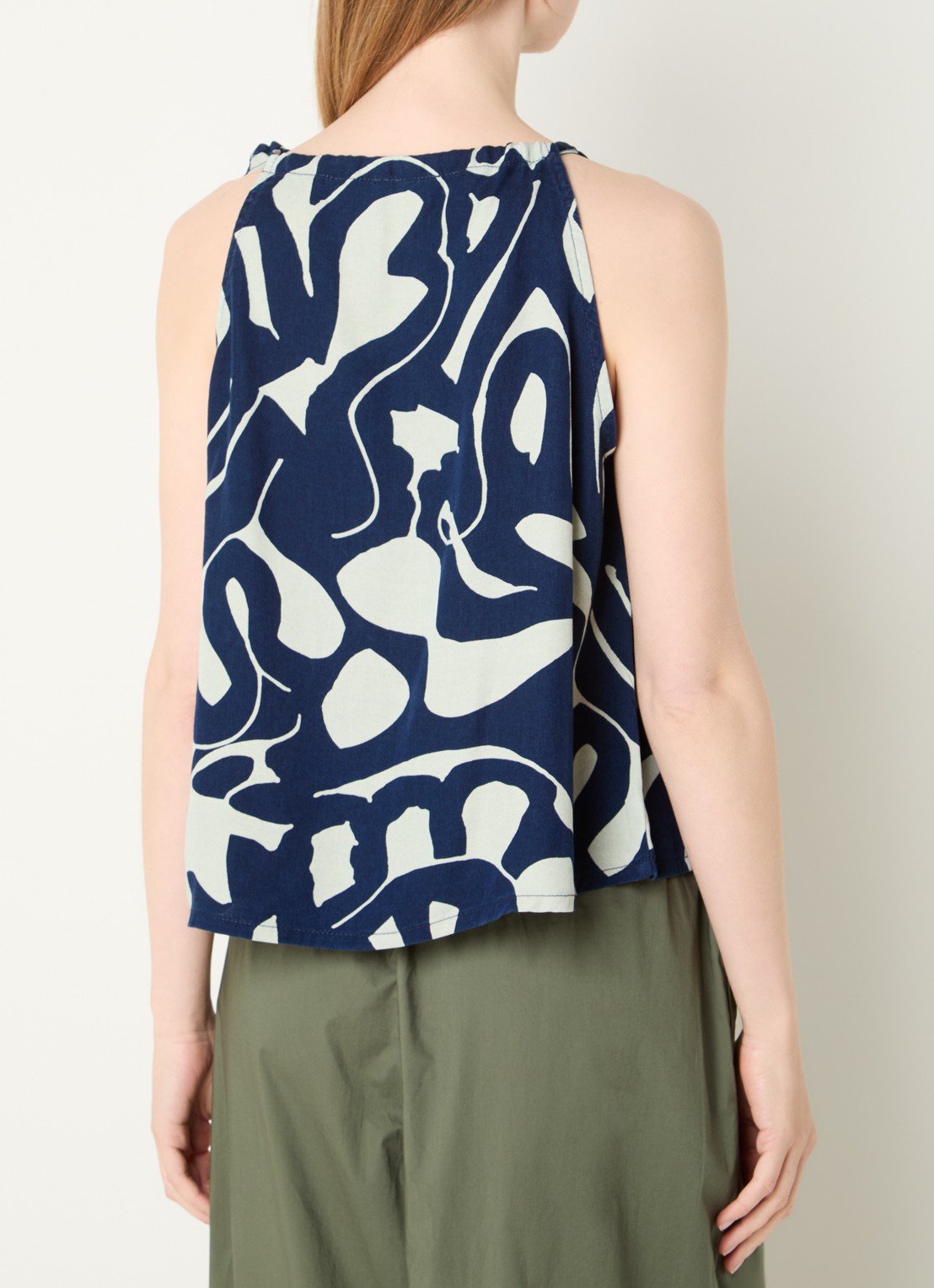 Benetton Mouwloze top met print - achterkant 4 donkerblauw