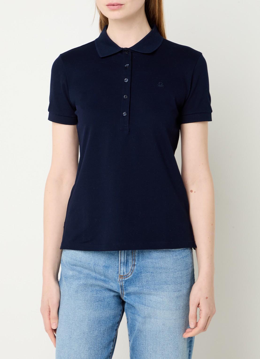 Benetton Polo met logo - detail 4 donkerblauw