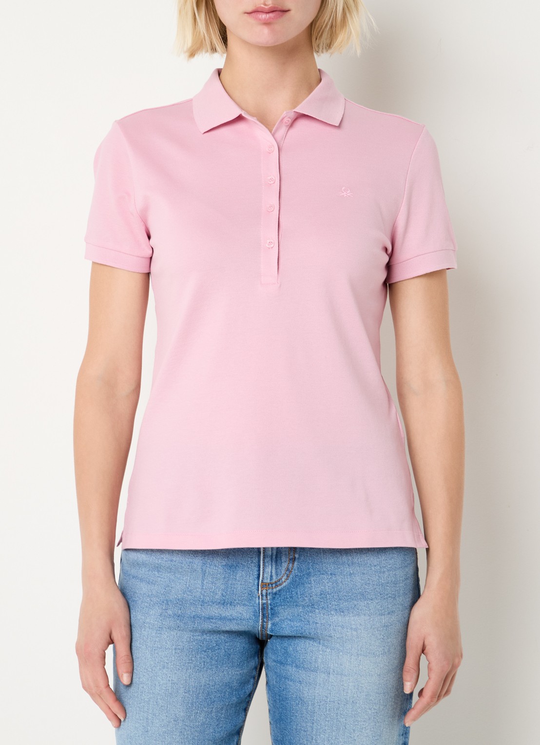 Benetton Polo met logo - detail 4 roze