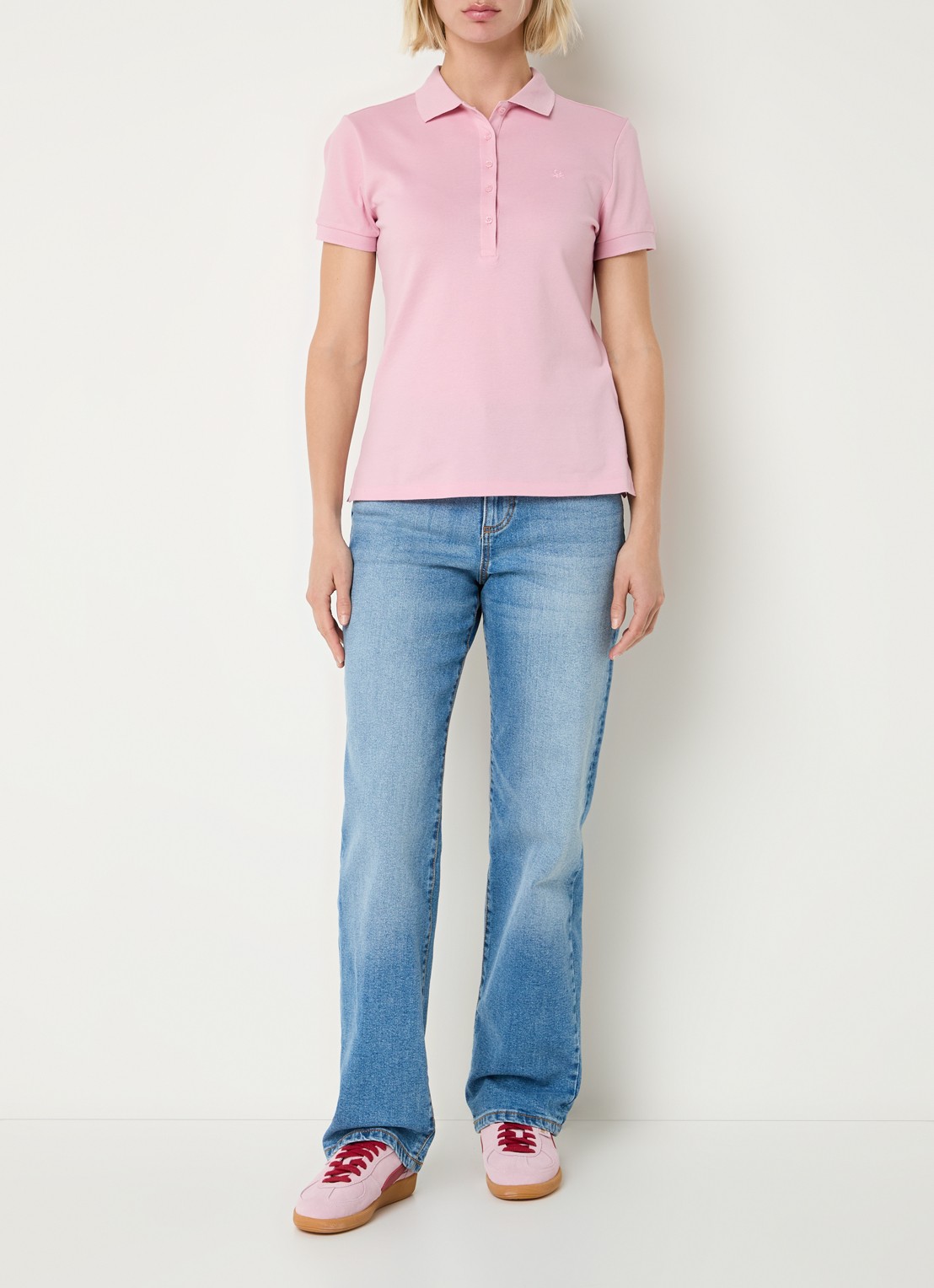 Benetton Polo met logo - voorkant 3 roze