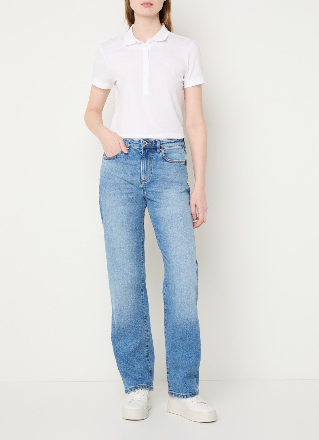 Benetton Polo met logo - voorkant 4 wit
