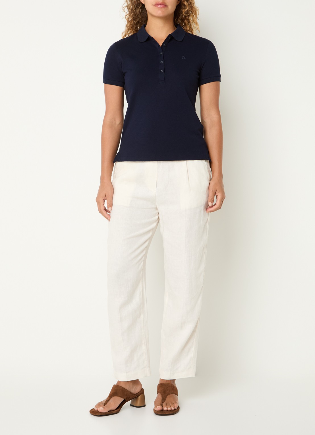 Benetton Polo met logo - voorkant 3 donkerblauw