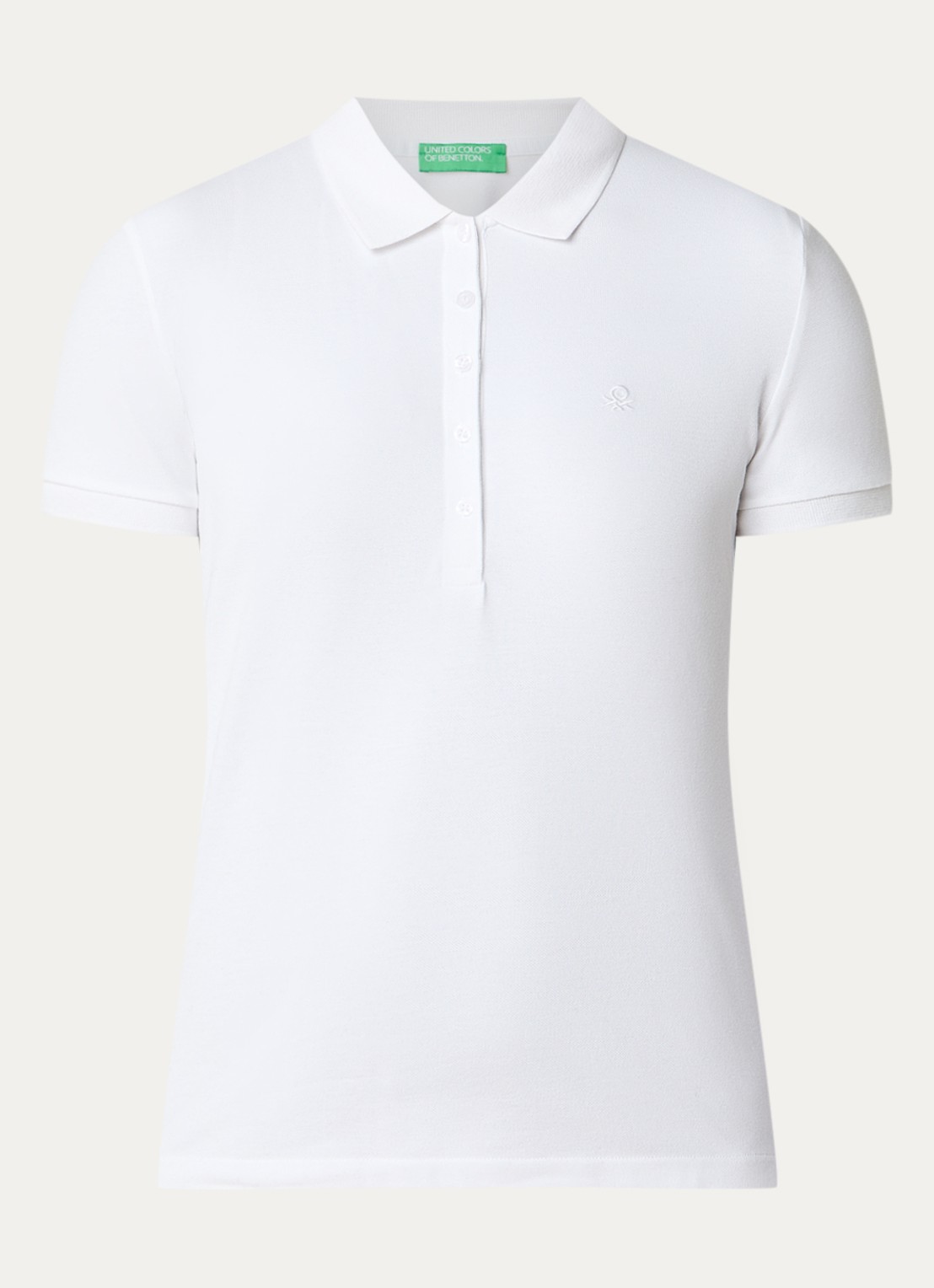 Benetton Polo met logo - voorkant 2 gebroken wit