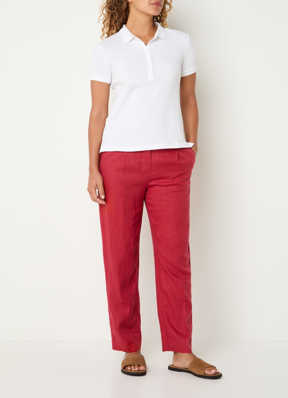 Benetton Polo met logo - voorkant 3 gebroken wit