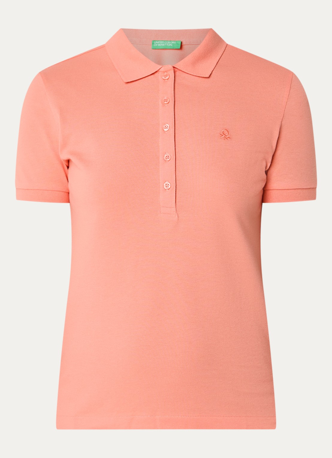 Benetton Polo met logo - voorkant 3 abrikoos