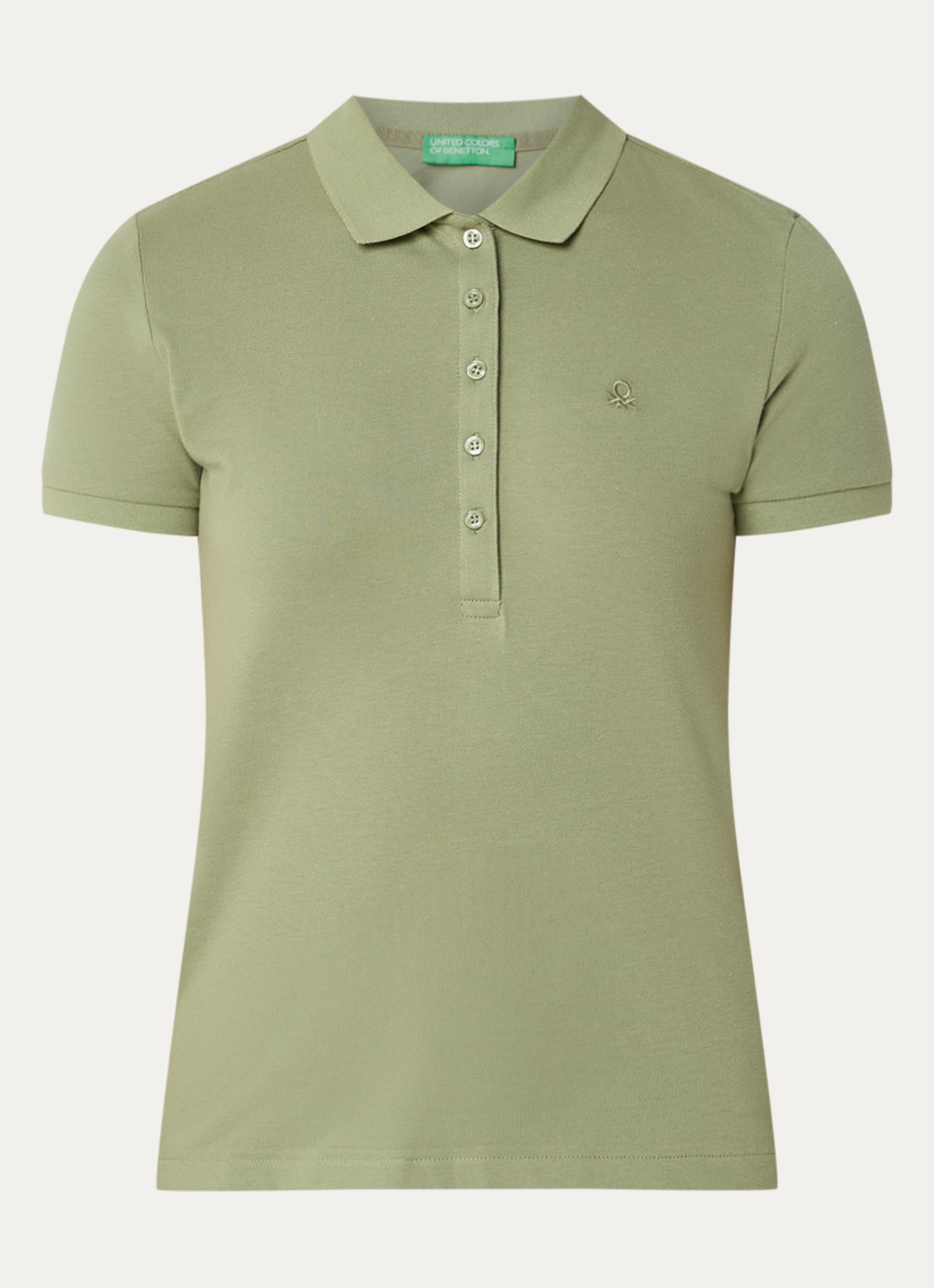 Benetton Polo met logo - voorkant lindegroen