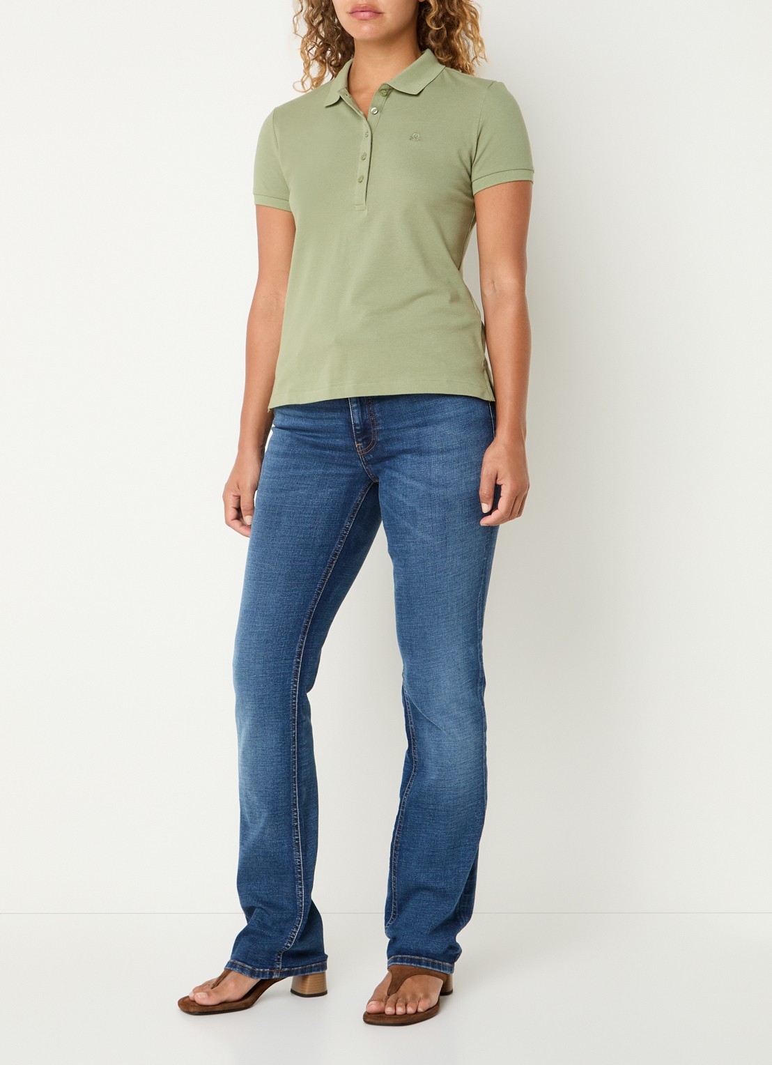 Benetton Polo met logo - voorkant 2 lindegroen