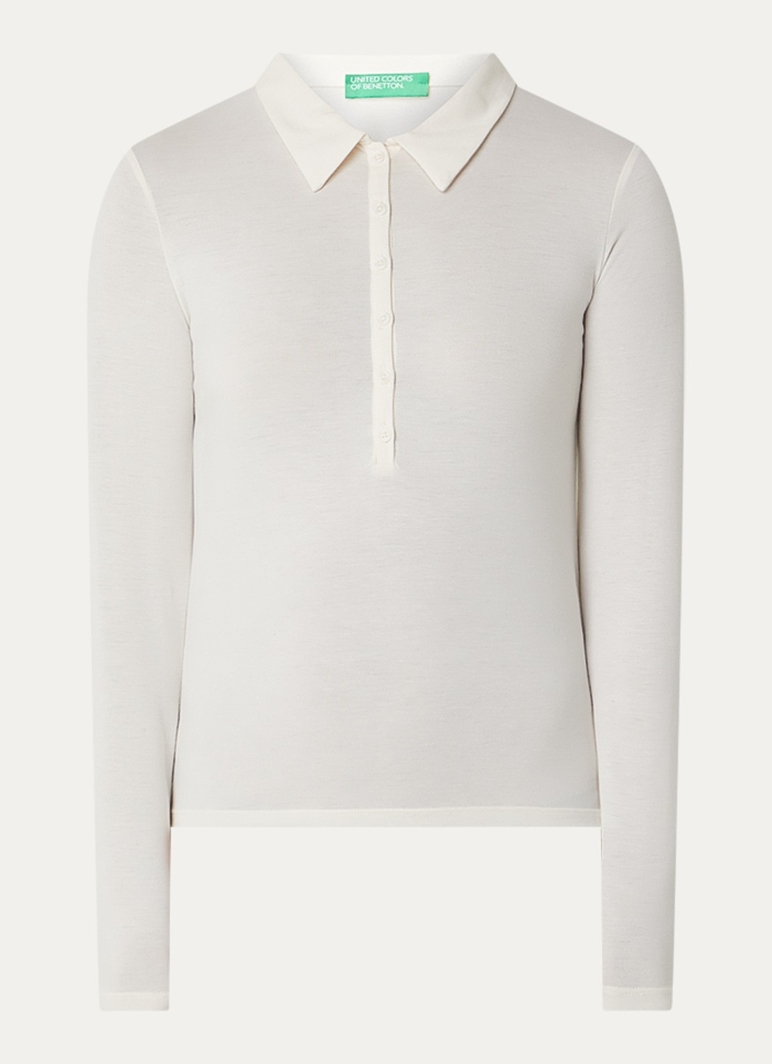 Benetton Polo met stretch - voorkant gebroken wit