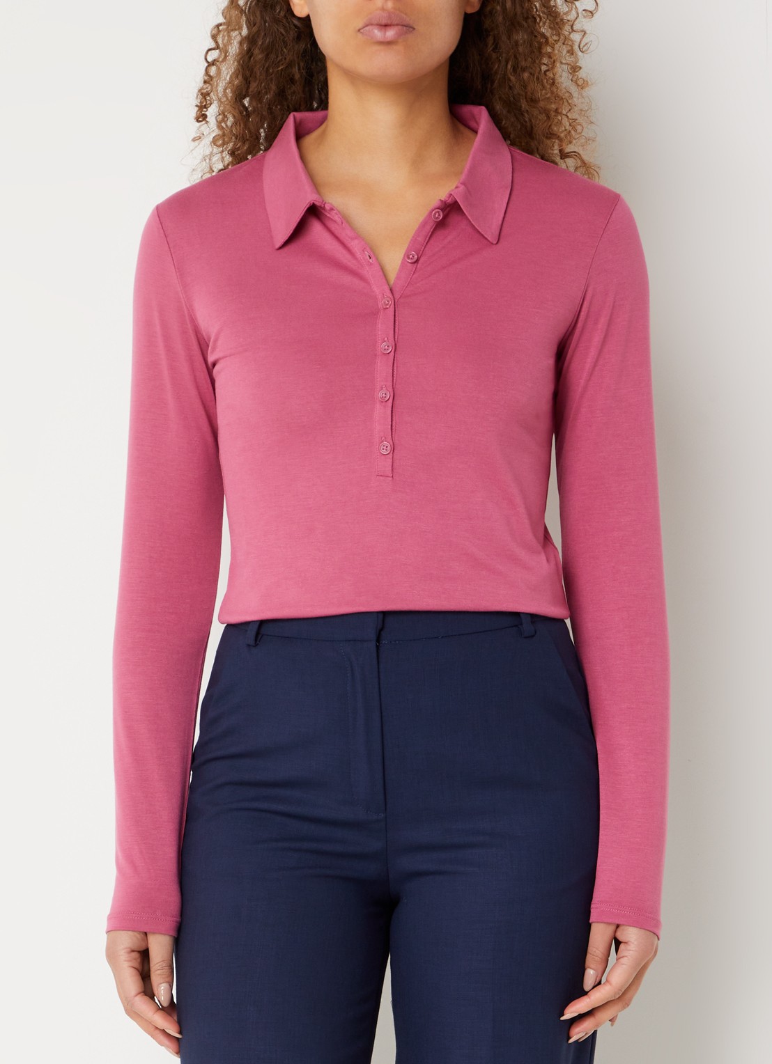 Benetton Polo met stretch - detail 3 donkerroze