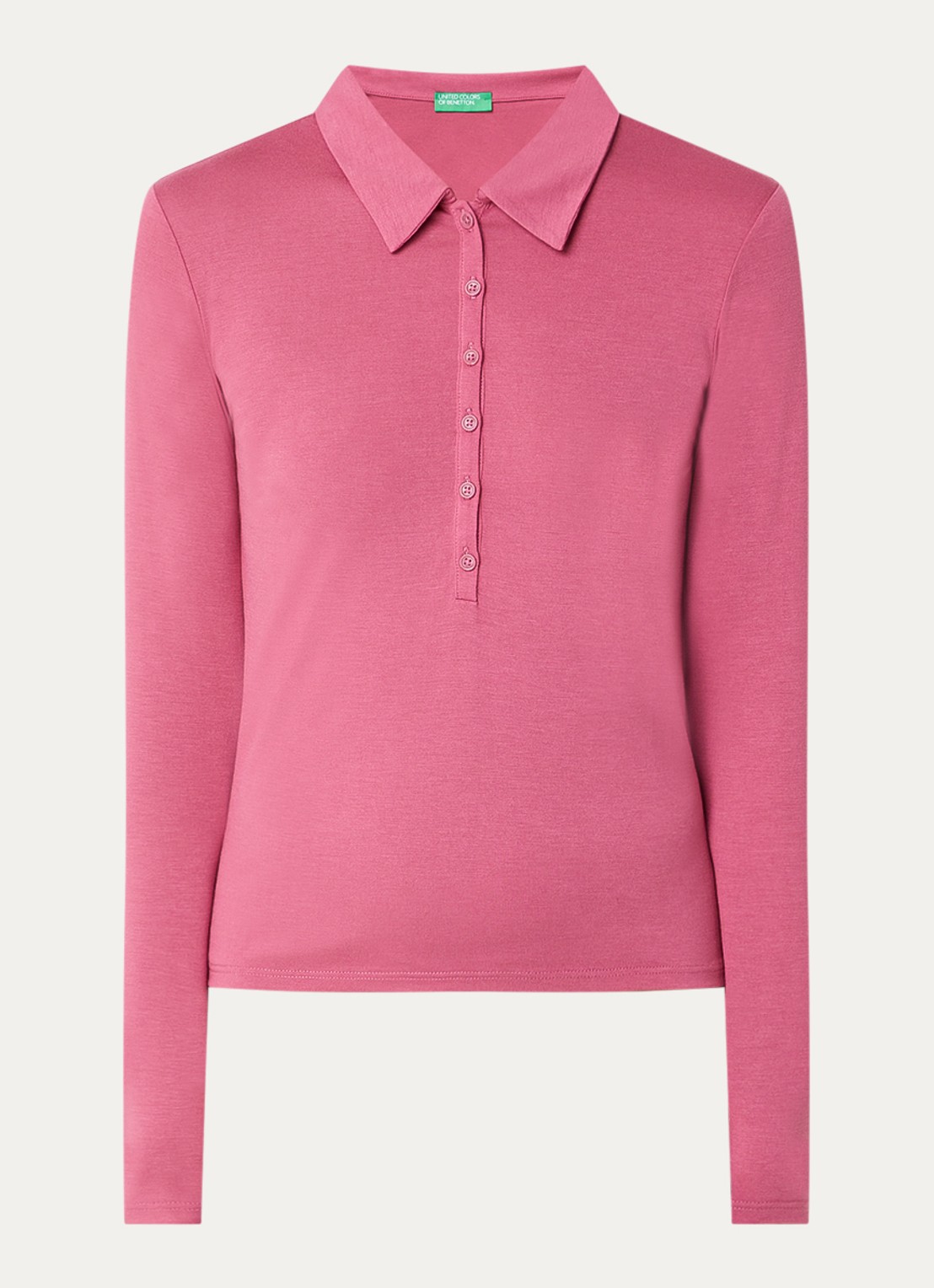 Benetton Polo met stretch - voorkant donkerroze
