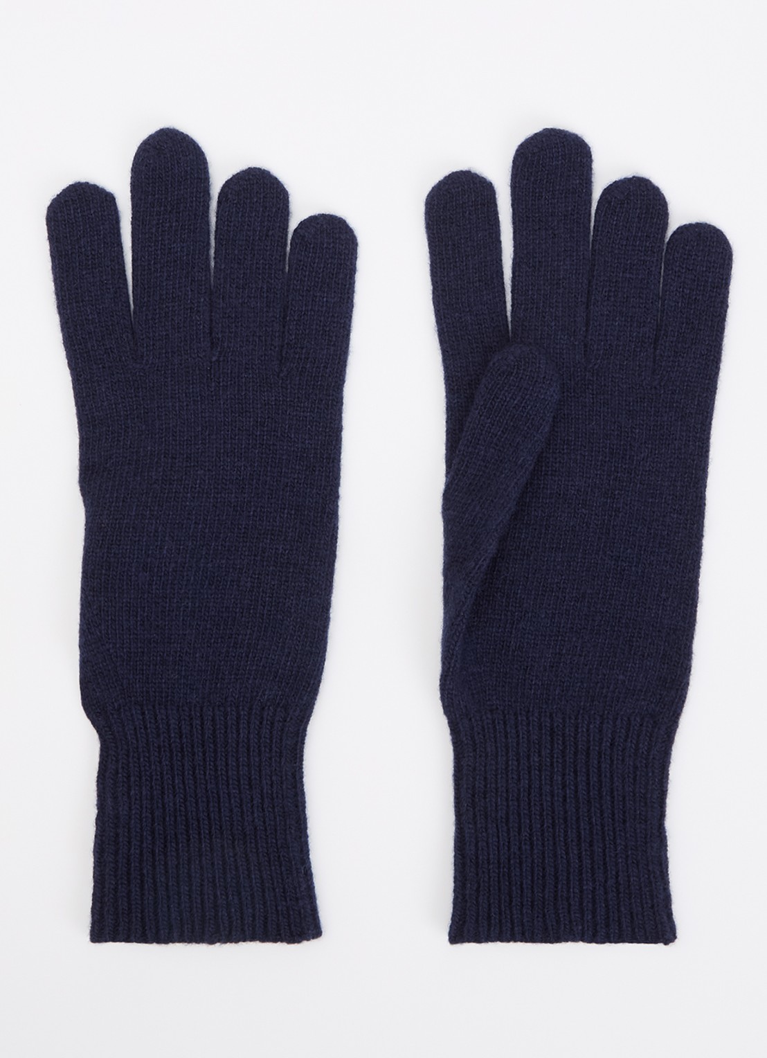 Benetton Ribgebreide handschoen van wol  - voorkant donkerblauw