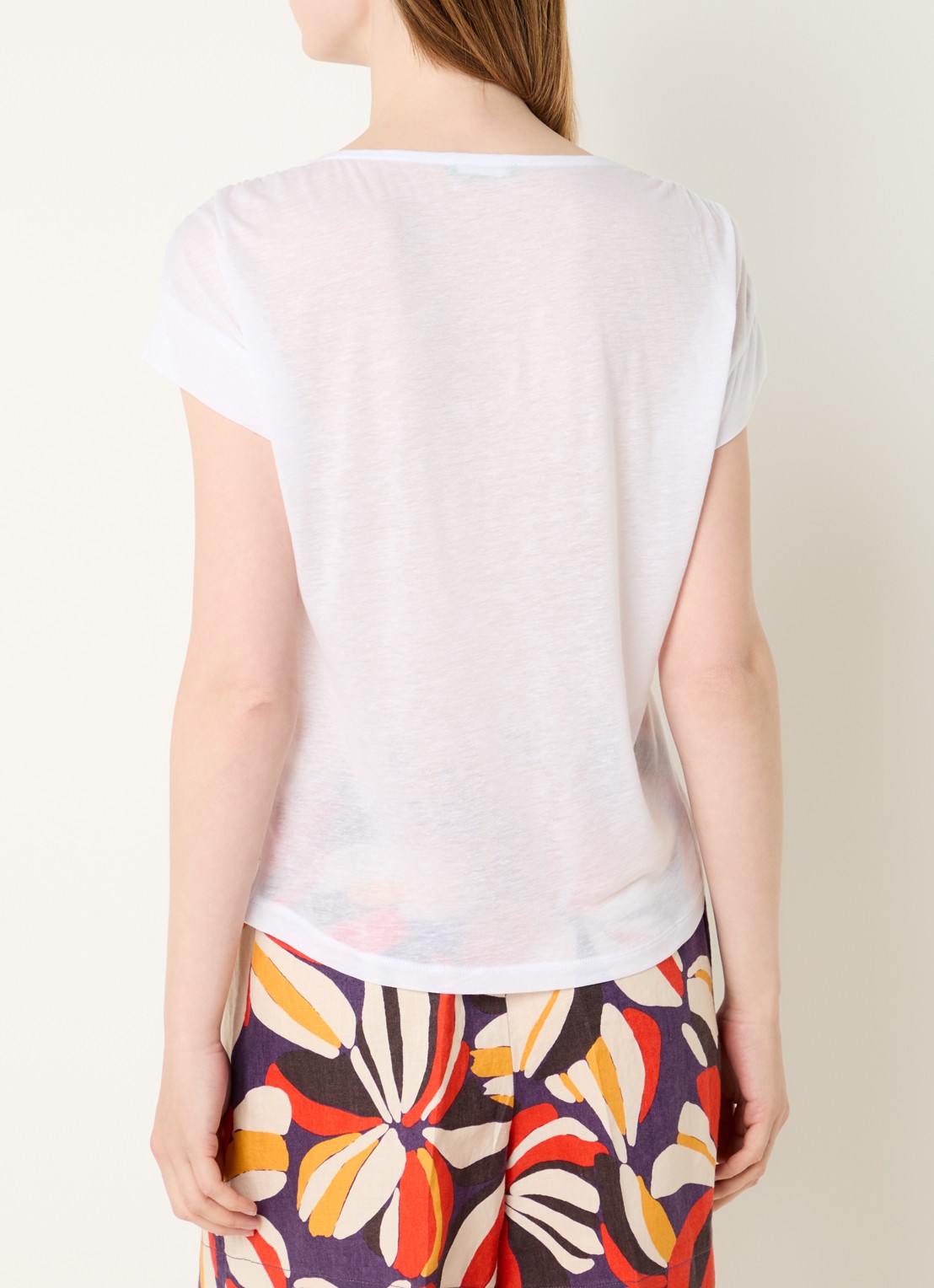 Benetton Semi-transparant T-shirt met ruches - achterkant wit