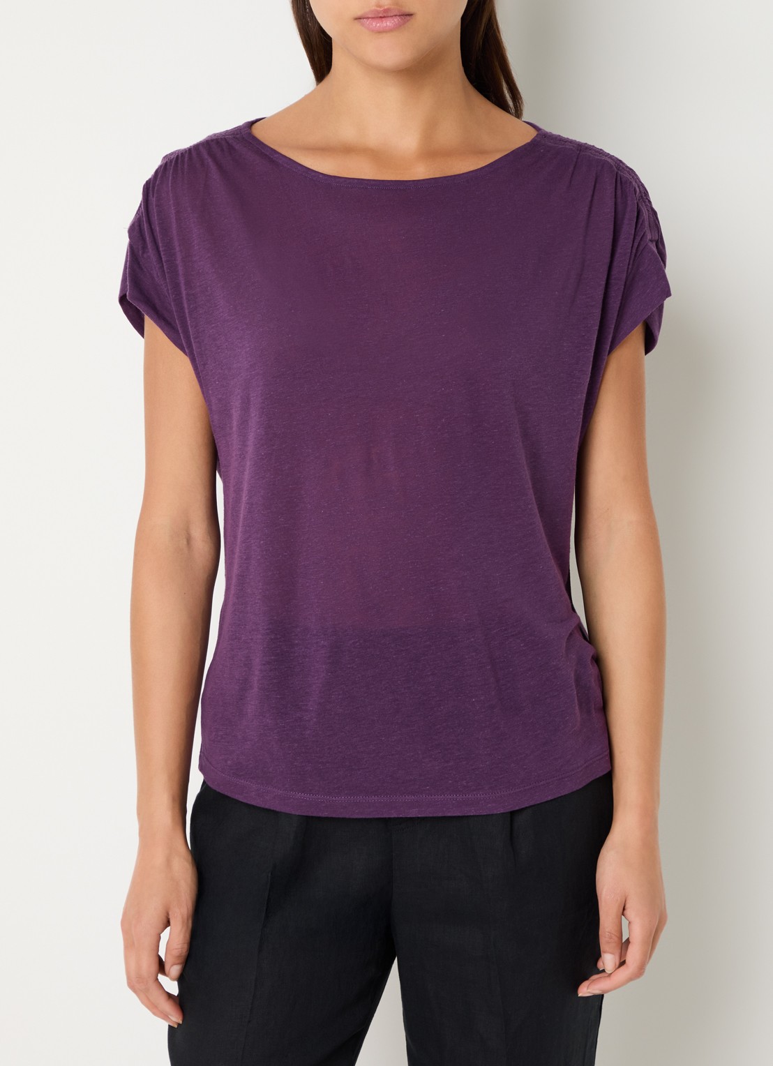 Benetton Semi-transparant T-shirt met ruches - detail 4 paars