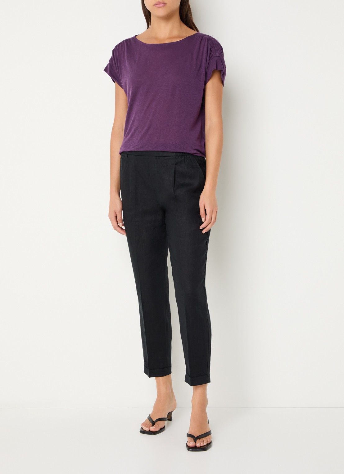 Benetton Semi-transparant T-shirt met ruches - voorkant 2 paars