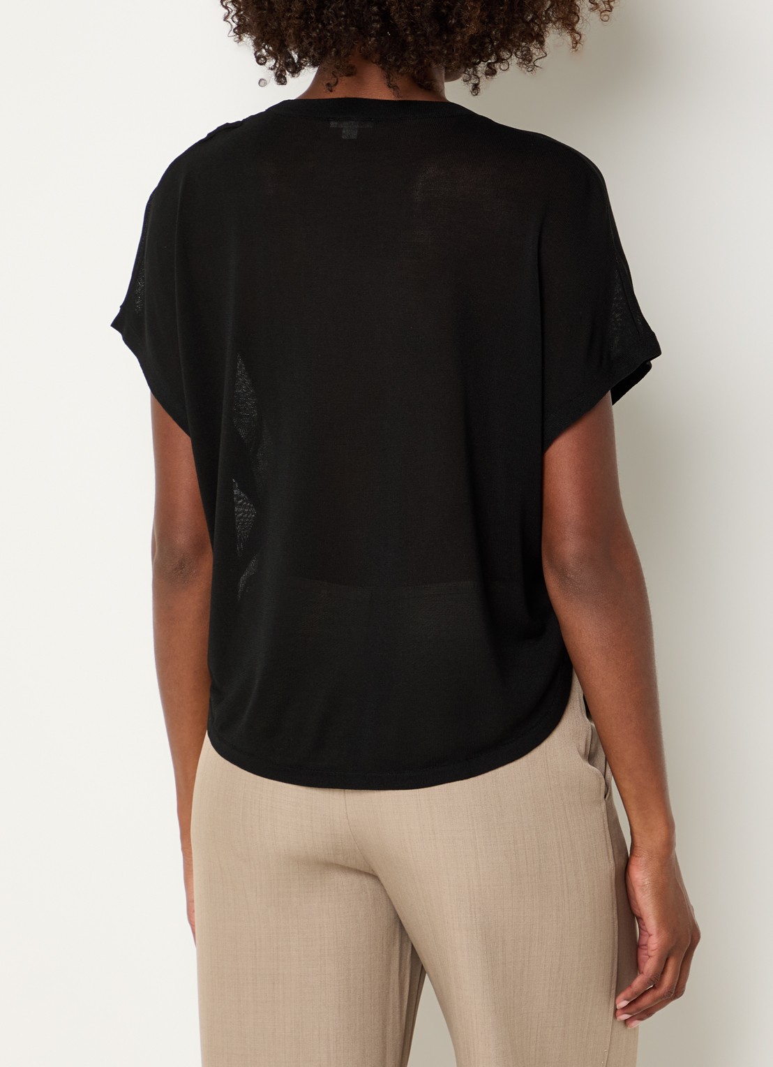Benetton Semi-transparante top met boothals - achterkant zwart