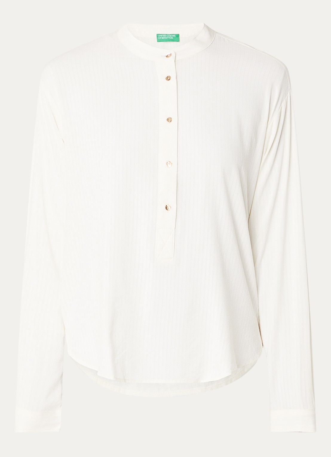 Benetton Semi-transparante tuniek met ronde hals - voorkant 2 creme