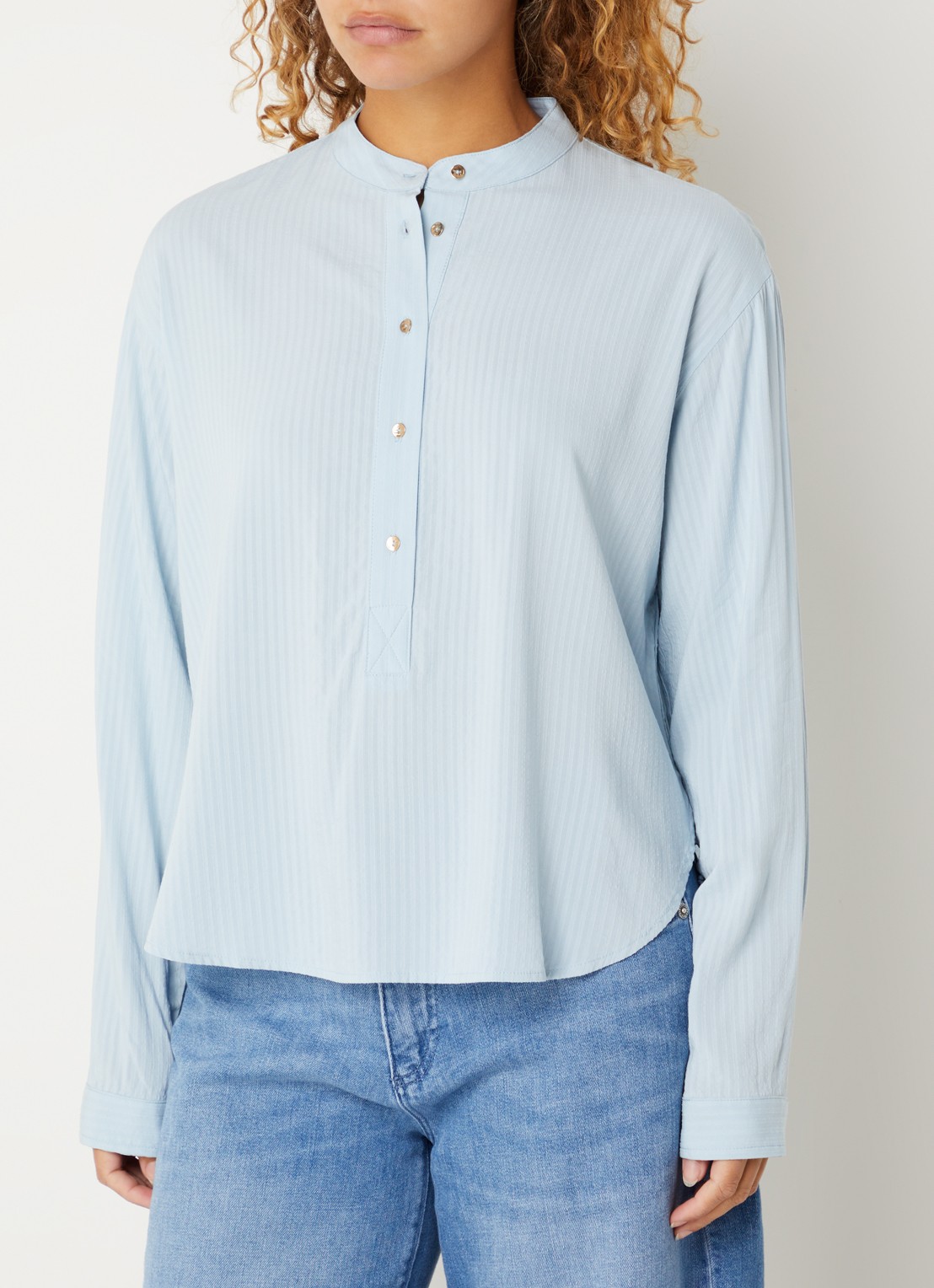Benetton Semi-transparante tuniek met ronde hals - detail 4 staalblauw
