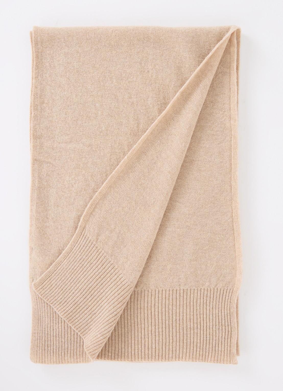 Benetton Sjaal van scheerwol 190 x 30 cm - voorkant beige