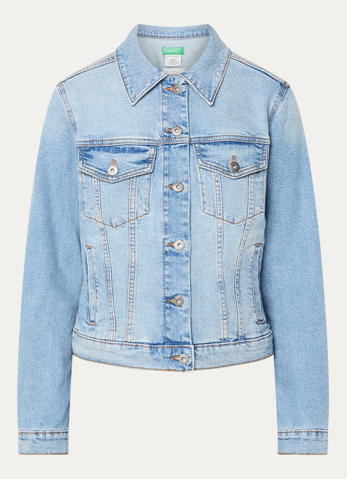 Benetton Spijkerjas met borstzakken - voorkant 3 lichtblauw