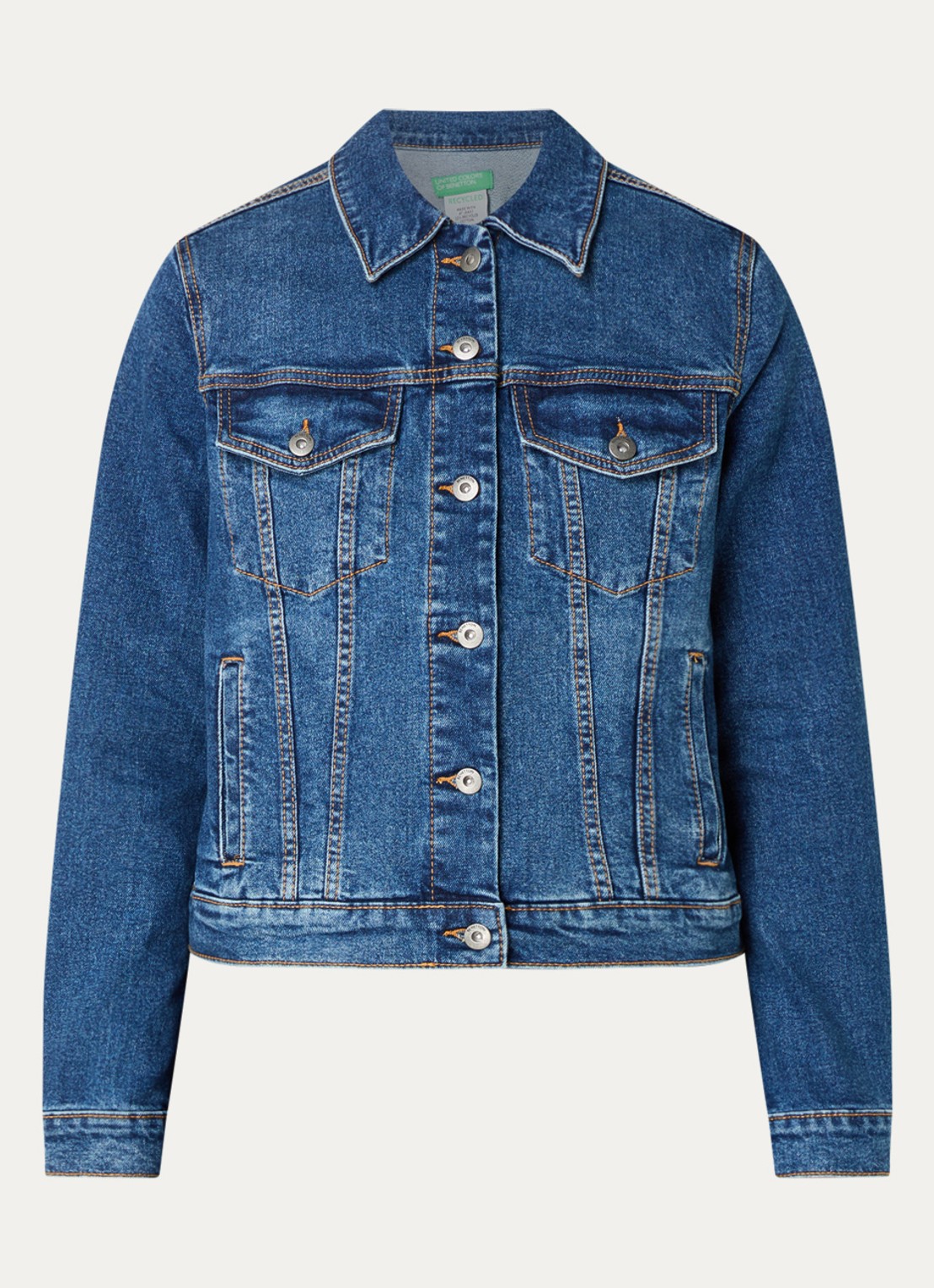 Benetton Spijkerjas met borstzakken - voorkant jeans