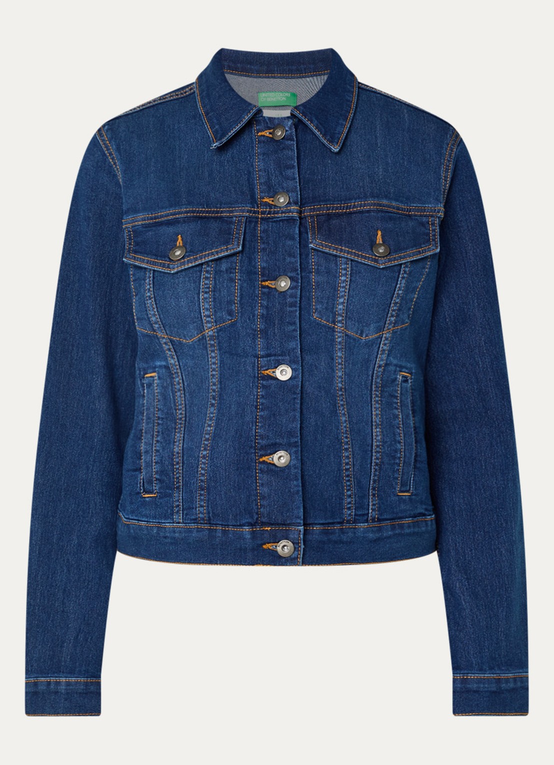 Benetton Spijkerjas met steekzakken - voorkant indigo
