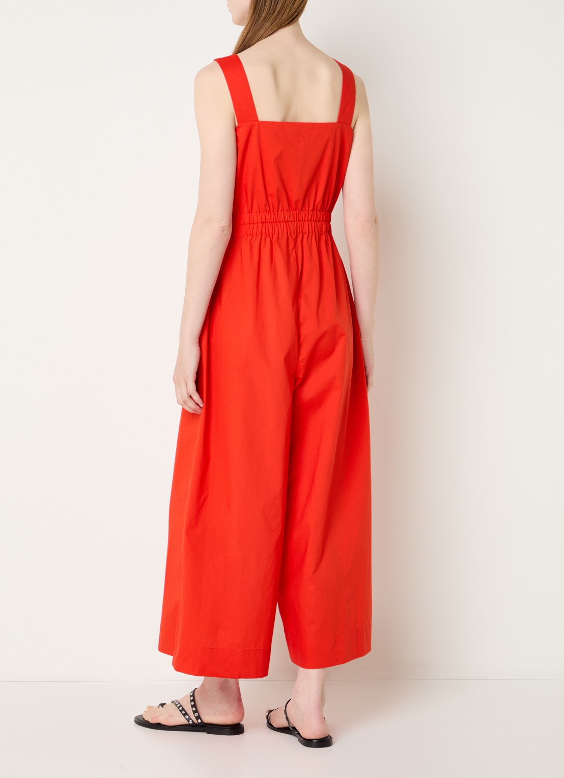 Benetton Straight fit jumpsuit met steekzakken - achterkant koraalrood