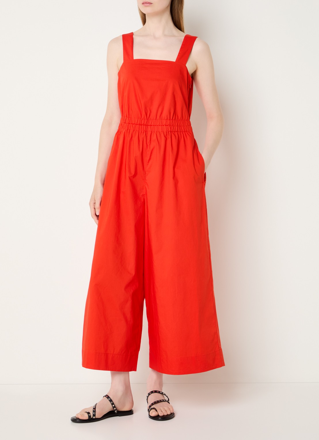 Benetton Straight fit jumpsuit met steekzakken - detail 2 koraalrood