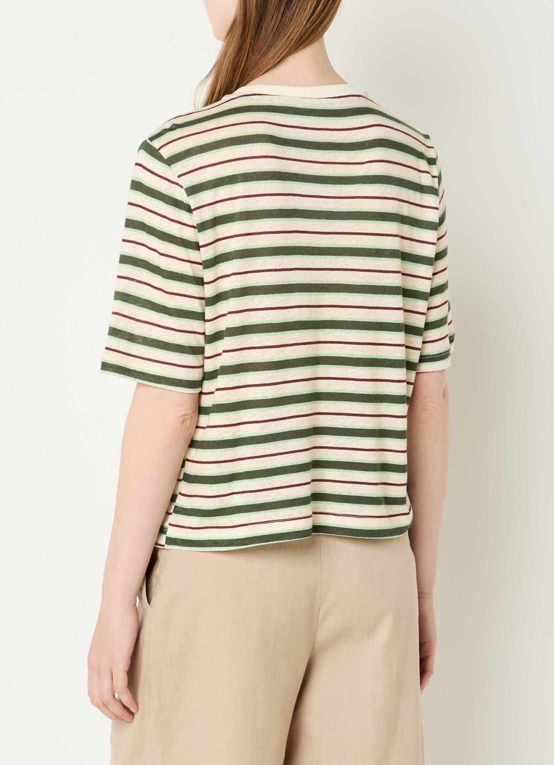 Benetton T-shirt in linnenblend met print - achterkant 4 creme