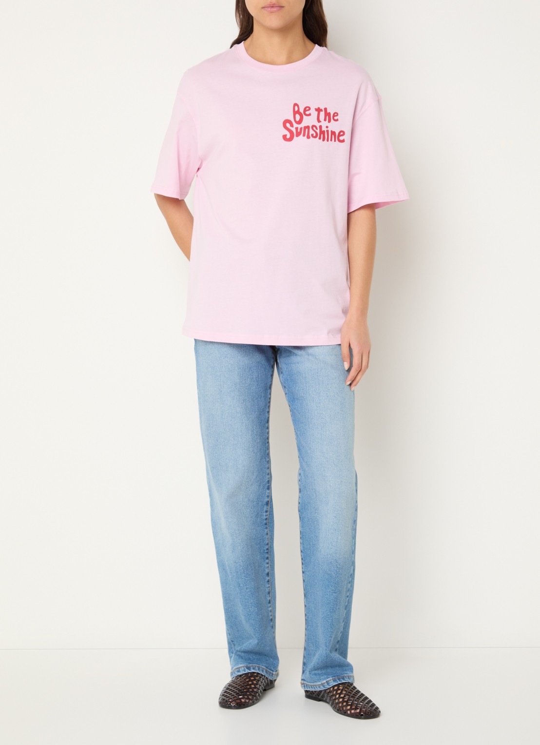 Benetton T-shirt met print - voorkant 2 roze