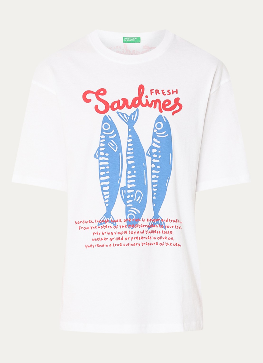 Benetton T-shirt met print - voorkant 2 gebroken wit