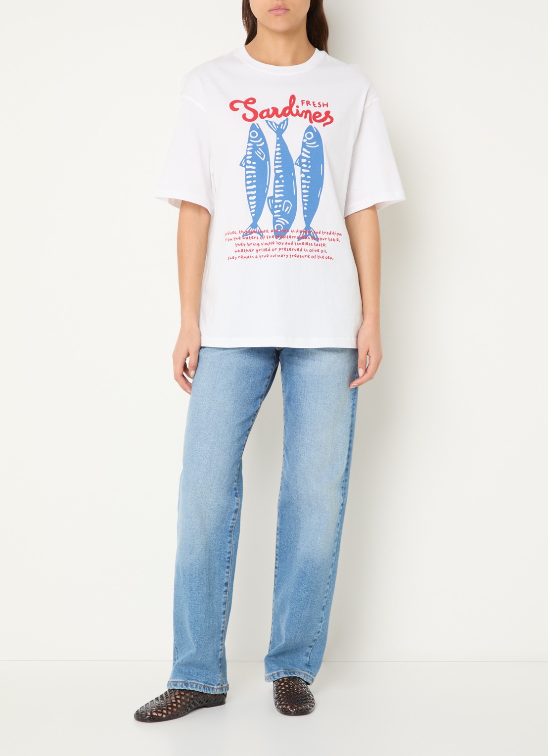 Benetton T-shirt met print - voorkant 3 gebroken wit