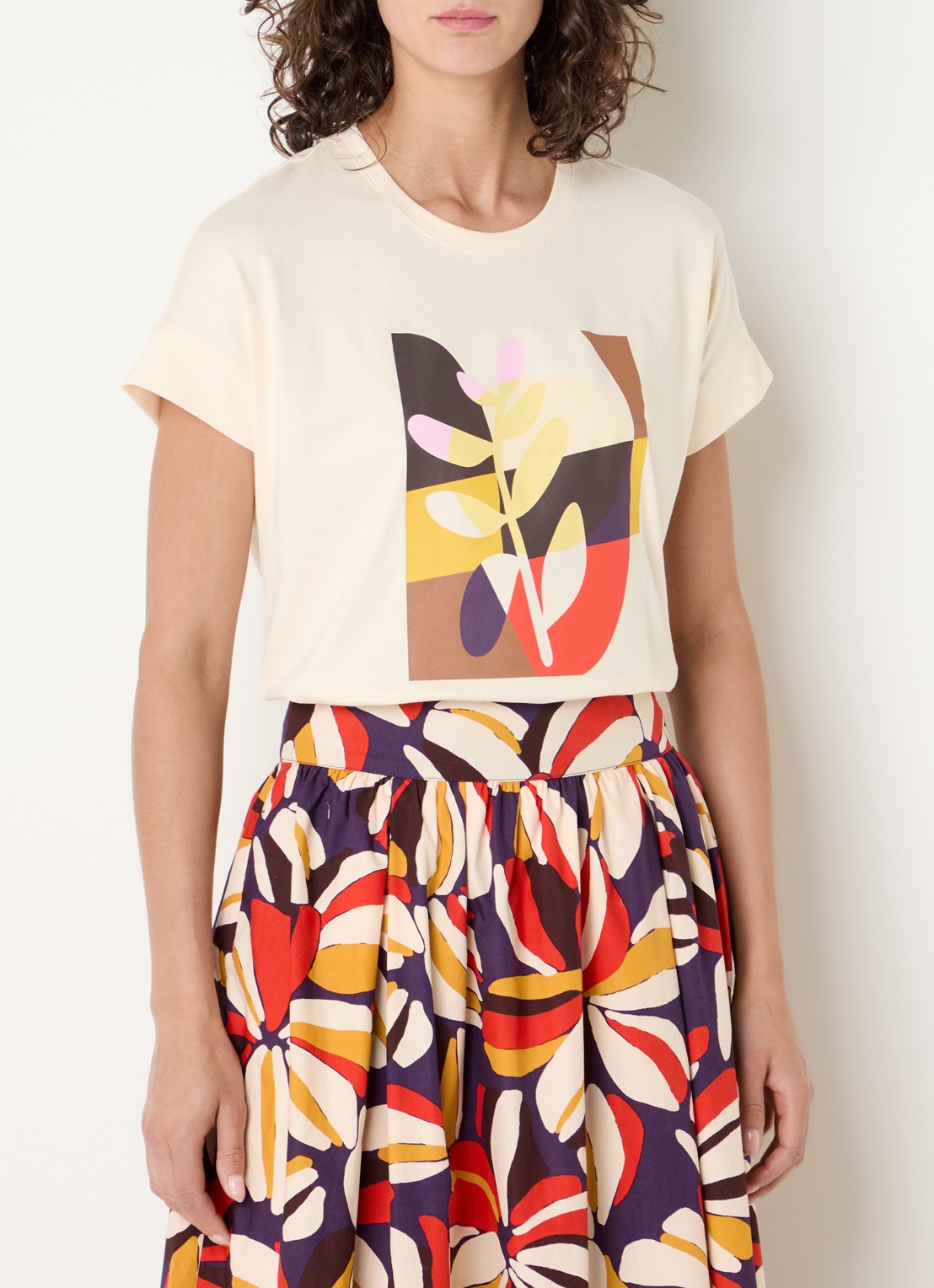 Benetton T-shirt met print - detail 4 ivoor