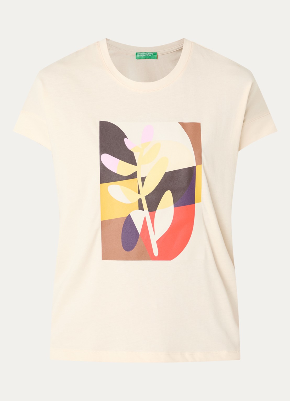 Benetton T-shirt met print - voorkant ivoor