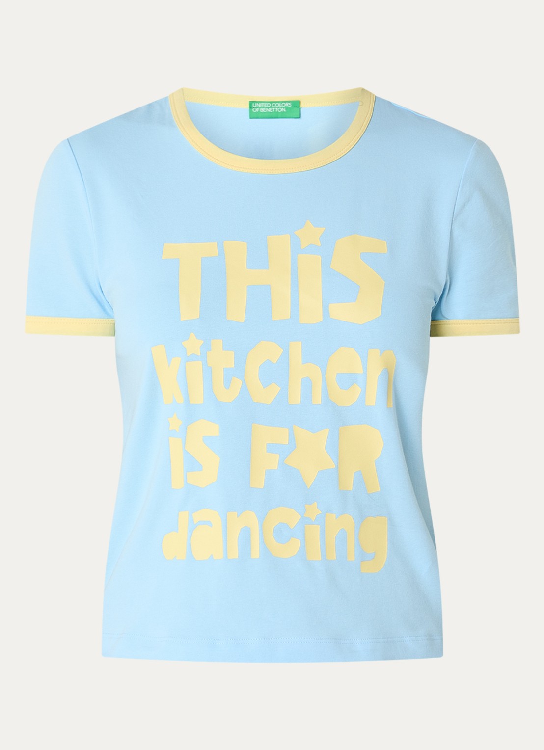 Benetton T-shirt met print - voorkant 2 lichtblauw