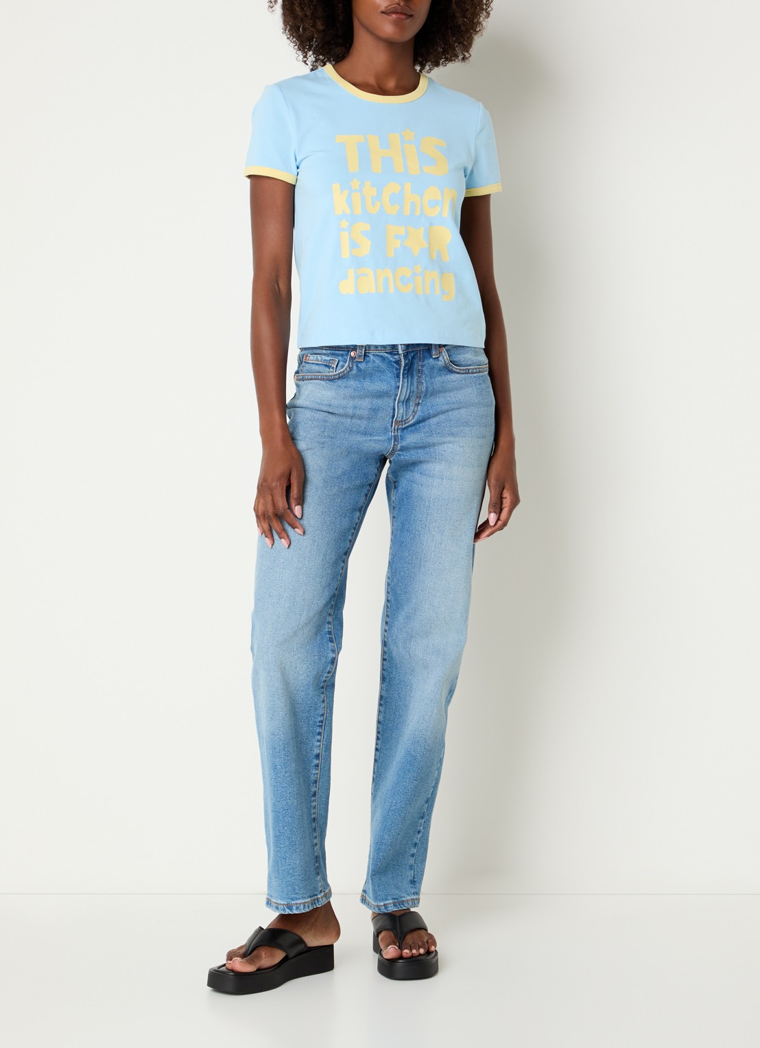 Benetton T-shirt met print - voorkant 3 lichtblauw