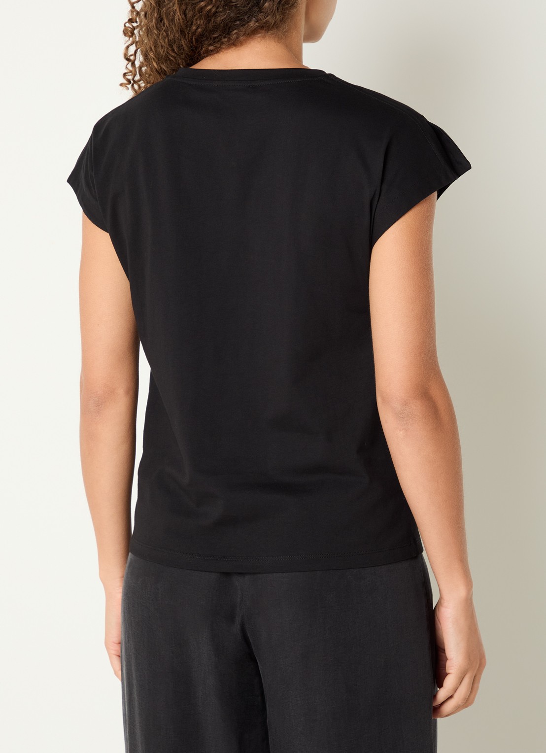 Benetton T-shirt met ronde hals en split - achterkant 3 zwart