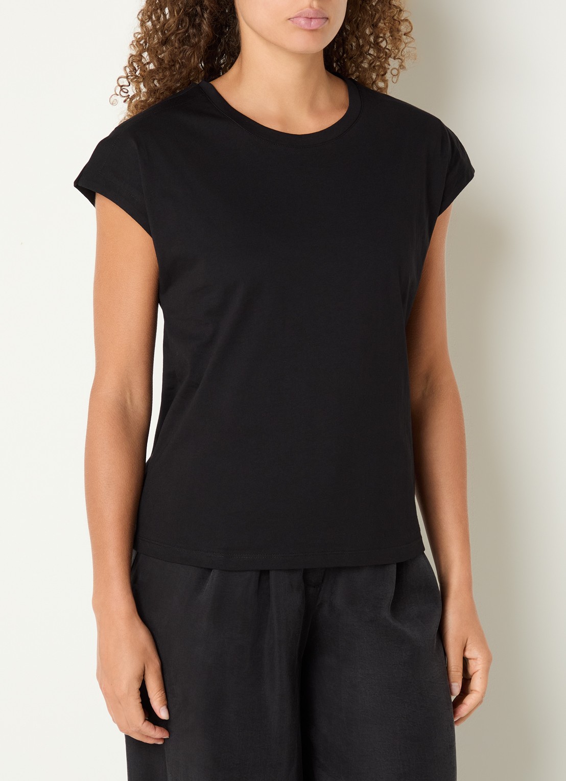 Benetton T-shirt met ronde hals en split - detail 4 zwart