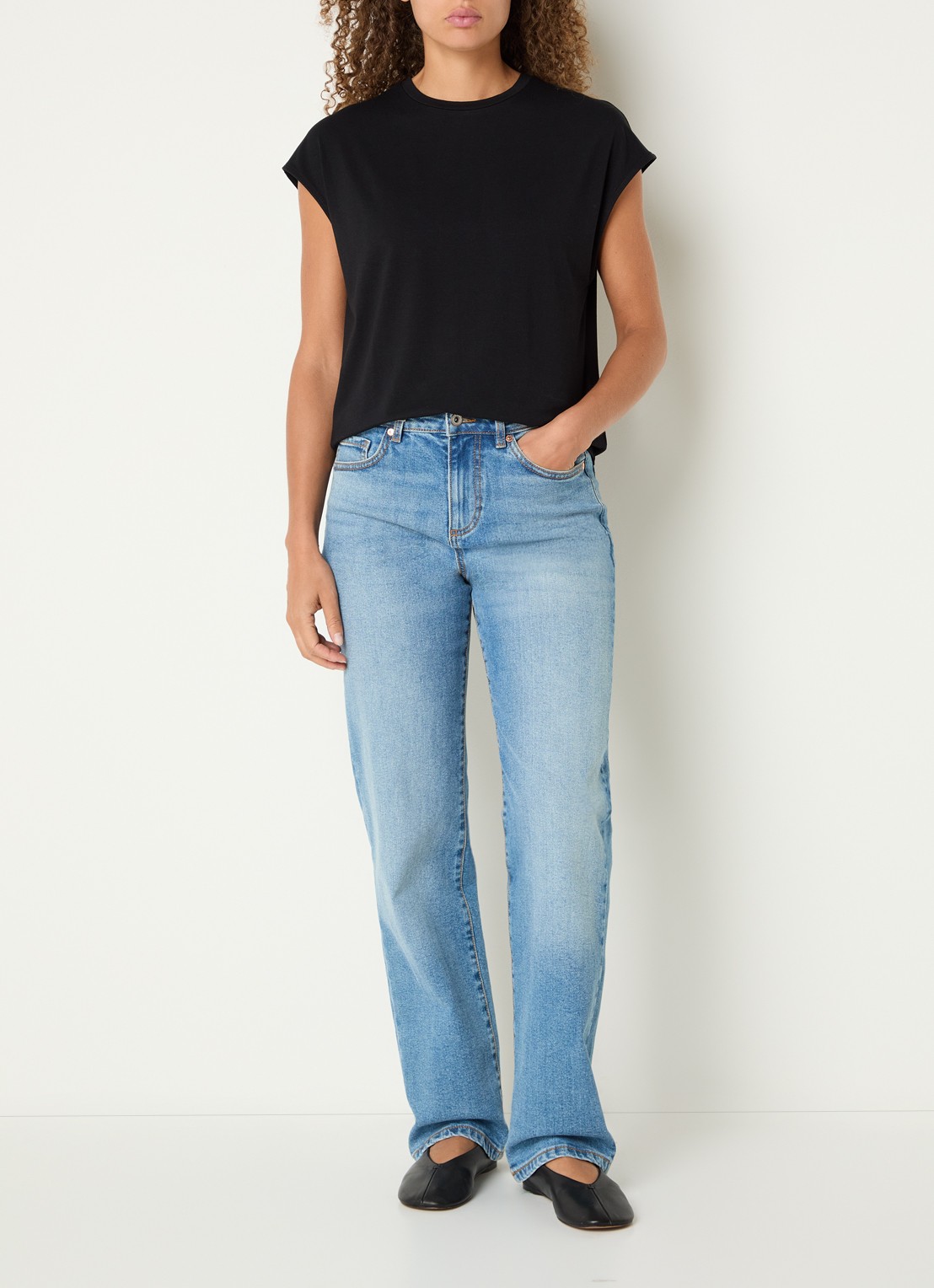 Benetton T-shirt met ronde hals - voorkant 2 zwart